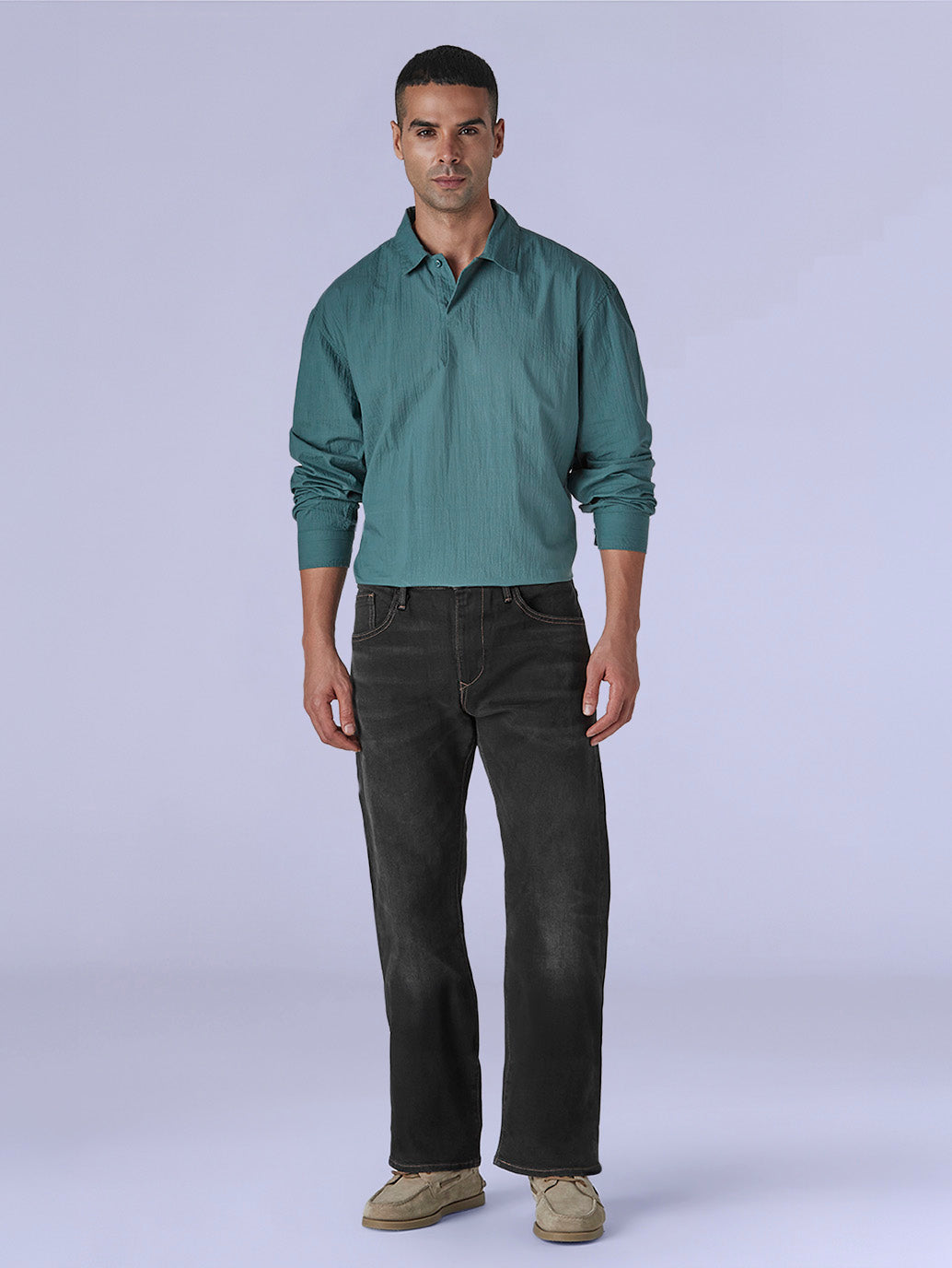 Men's 513 Black Slim Straight Fit Mid Rise Redloop Jeans - Front View