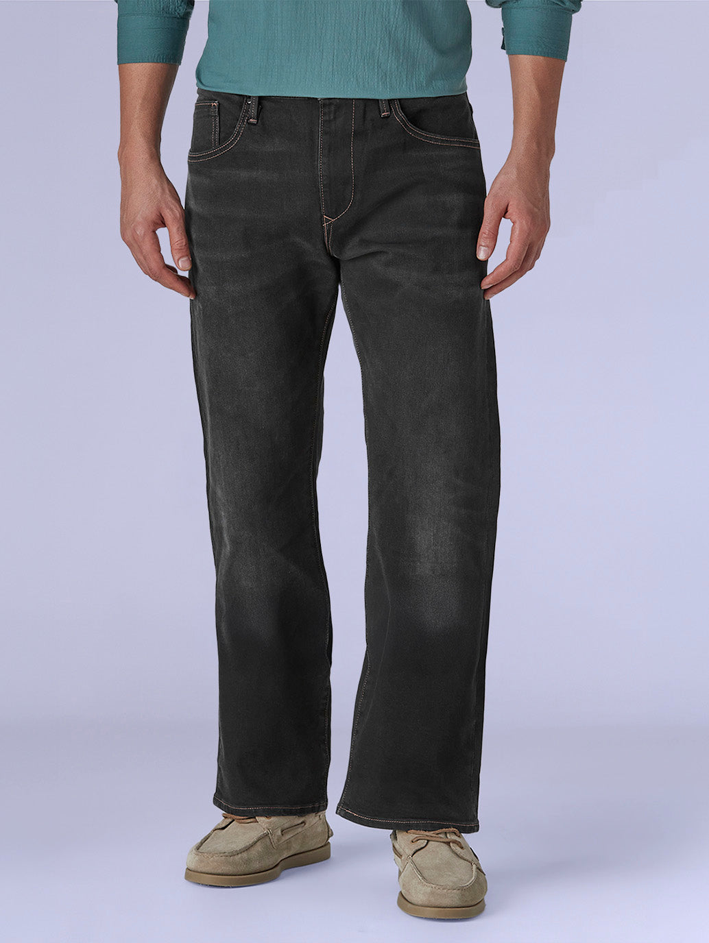 Men's 513 Black Slim Straight Fit Mid Rise Redloop Jeans - Front View