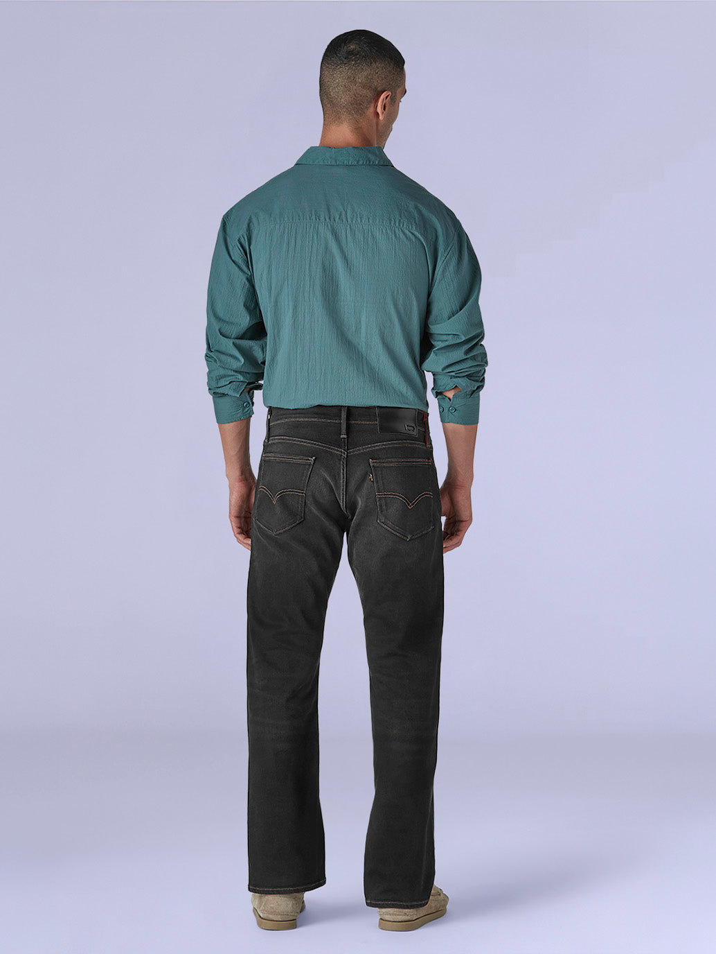 Men's 513 Black Slim Straight Fit Mid Rise Redloop Jeans - Back View