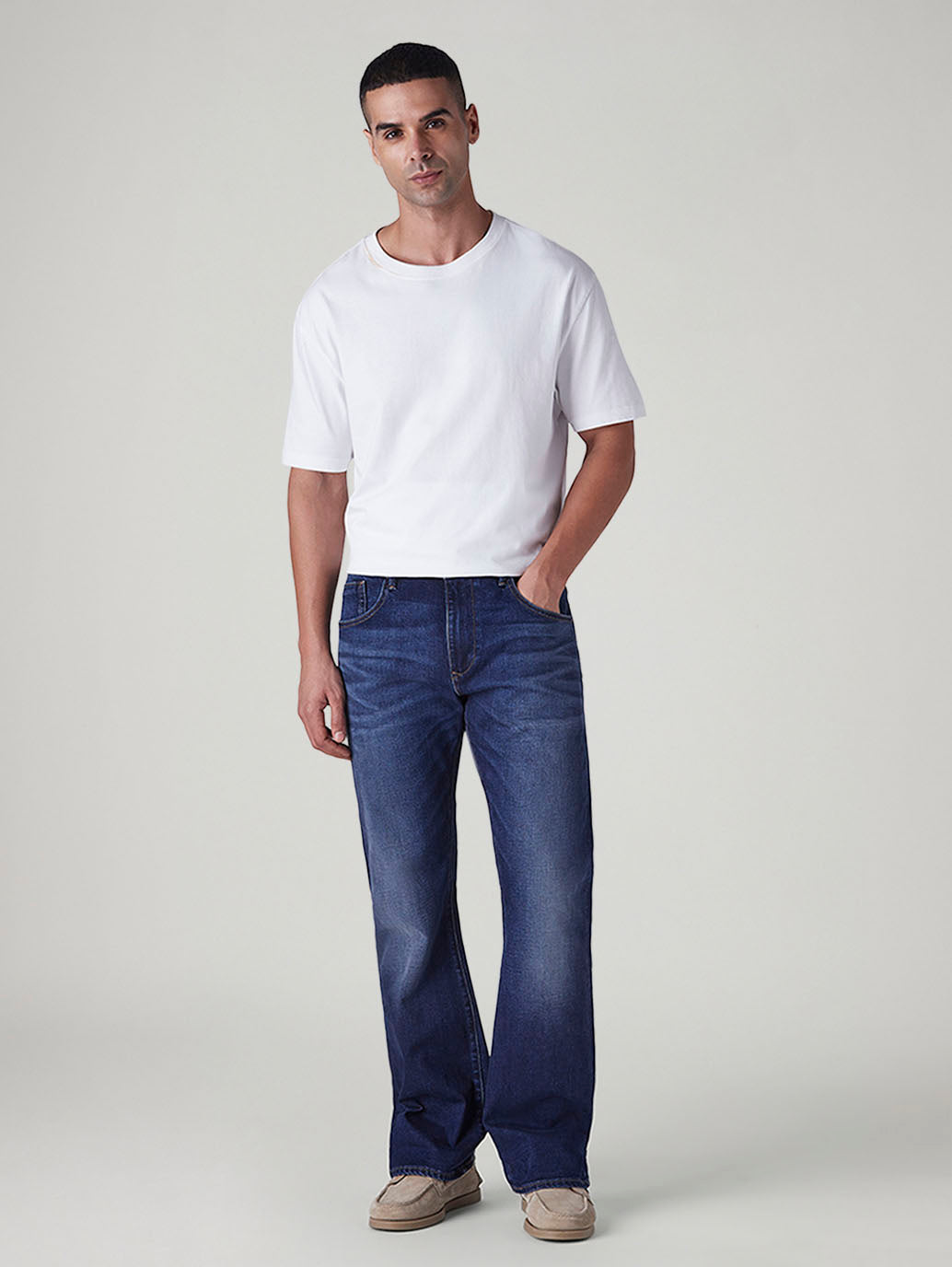 Men's 517 Dark Blue Bootcut Fit Mid Rise Redloop Jeans - Front View