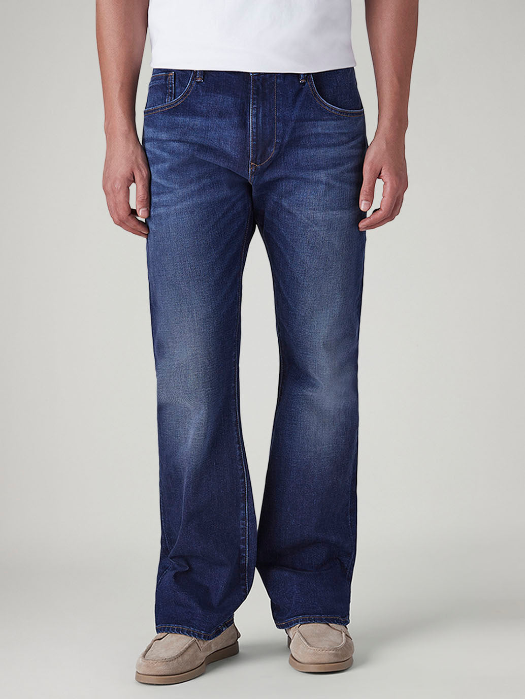 Men's 517 Dark Blue Bootcut Fit Mid Rise Redloop Jeans - Front View