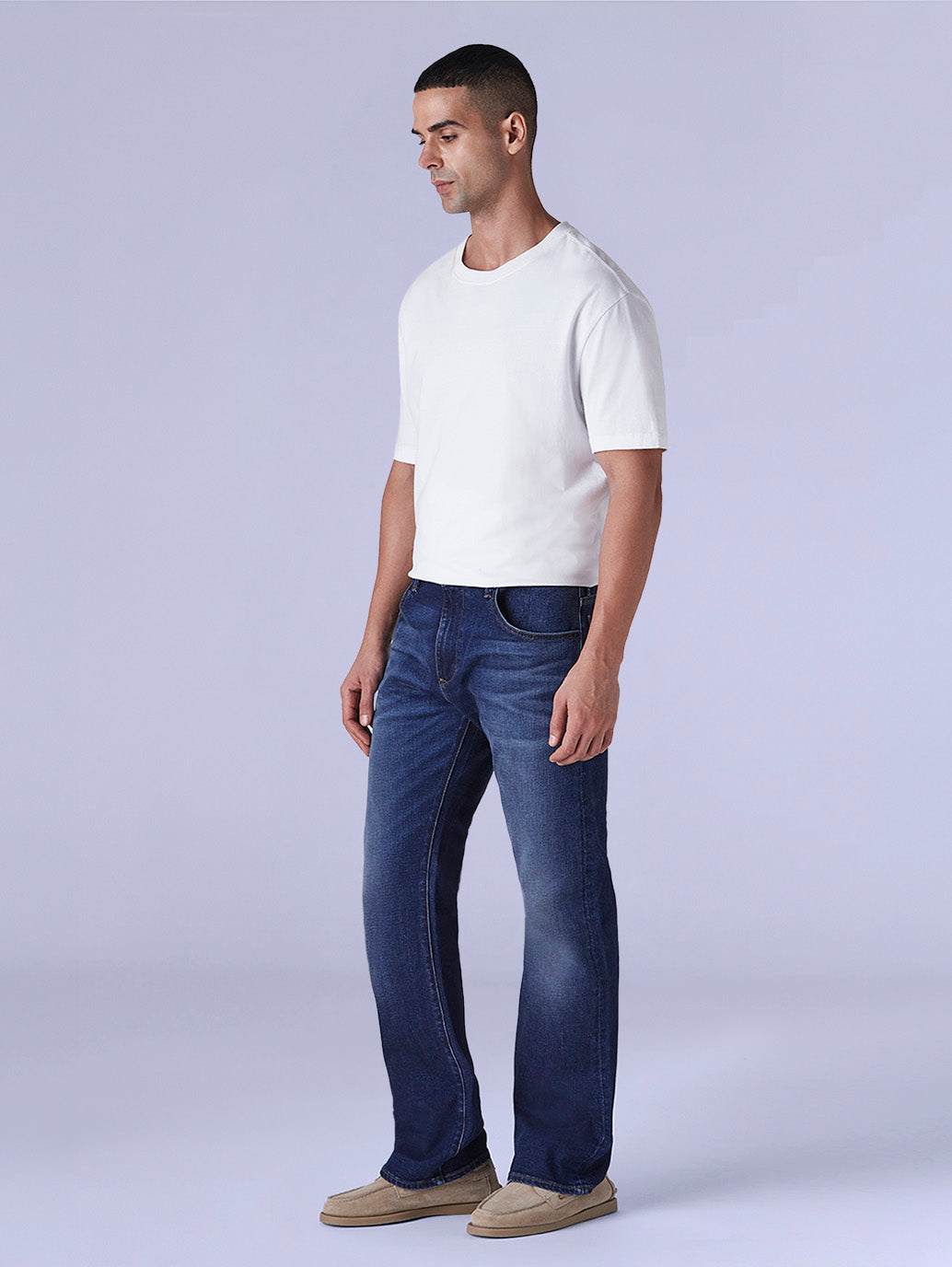 Men's 517 Dark Blue Bootcut Fit Mid Rise Redloop Jeans - Side View