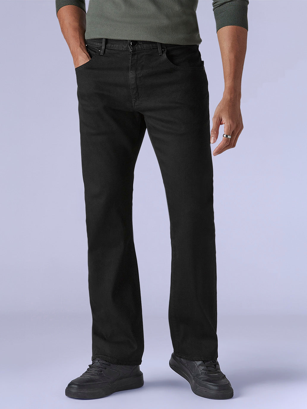 Men's 517 Black Bootcut Fit Mid Rise Redloop Jeans - Front View