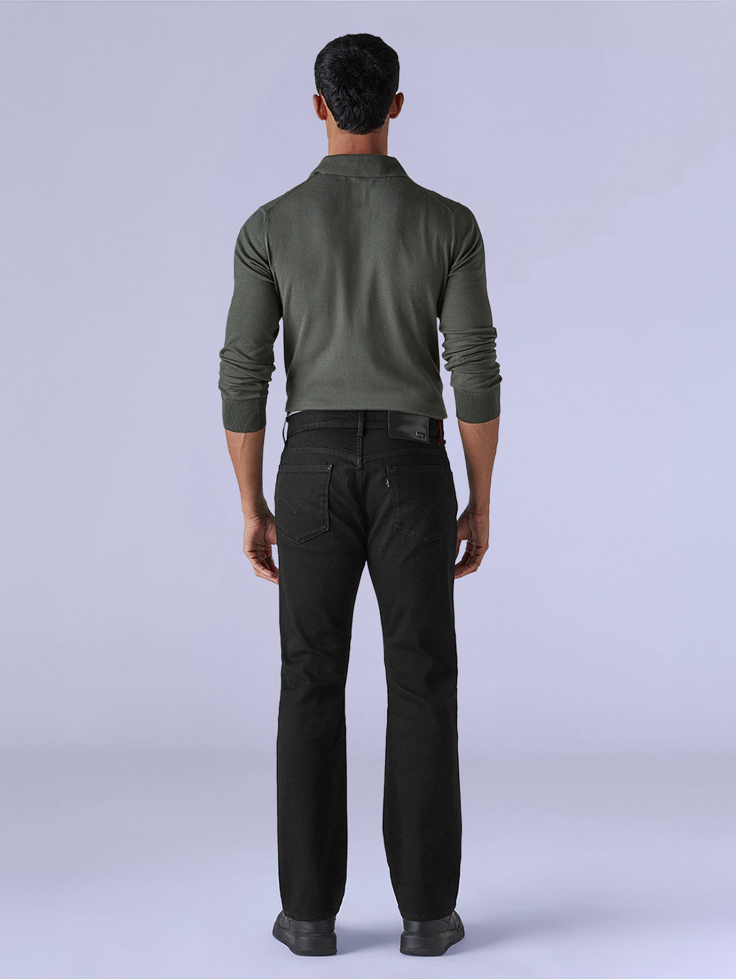 Men's 517 Black Bootcut Fit Mid Rise Redloop Jeans - Back View