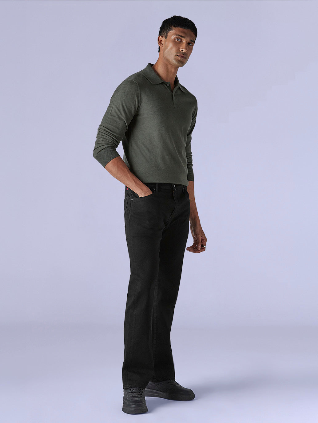 Men's 517 Black Bootcut Fit Mid Rise Redloop Jeans - Side View
