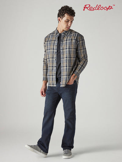 Men's Redloop 527 Navy Bootcut Fit Mid Rise Jeans-image-23