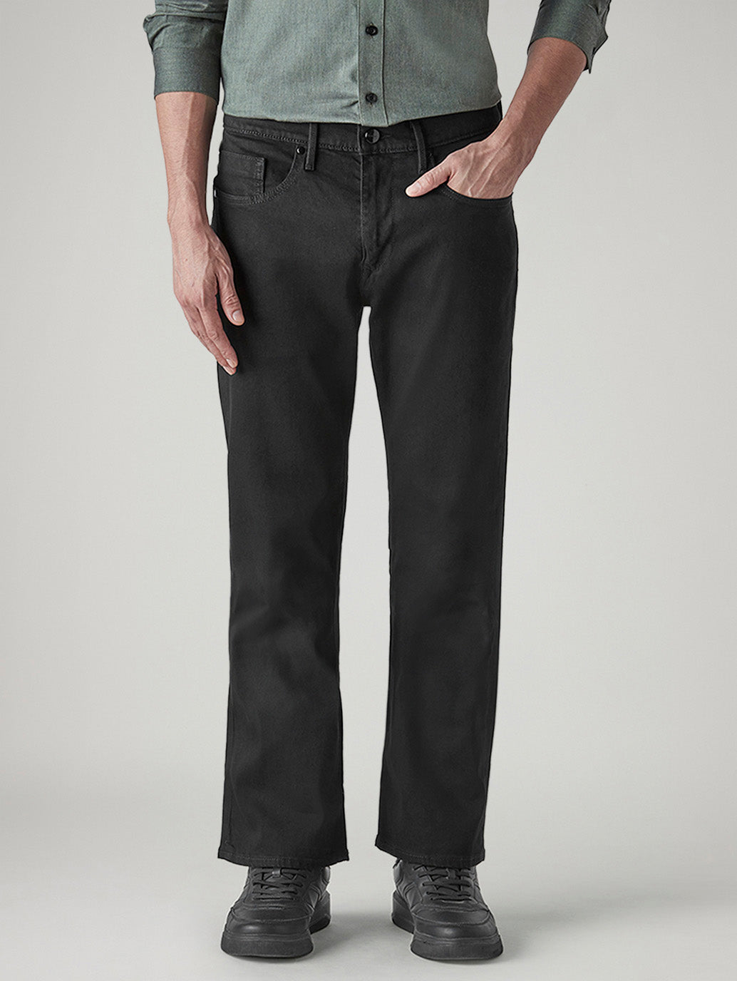 Men's 527 Black Bootcut Fit Mid Rise Redloop Jeans - Front View