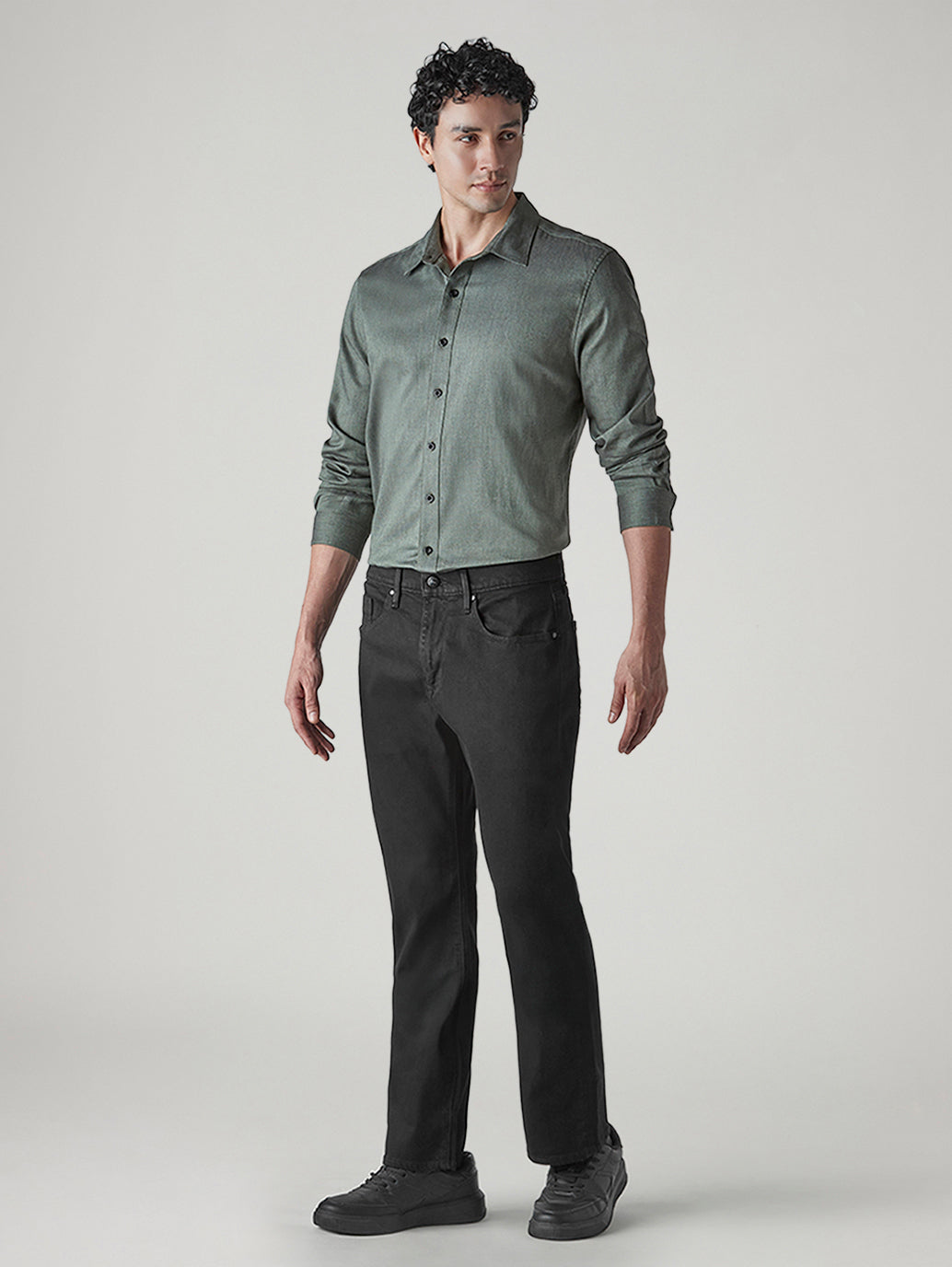 Men's 527 Black Bootcut Fit Mid Rise Redloop Jeans - Side View
