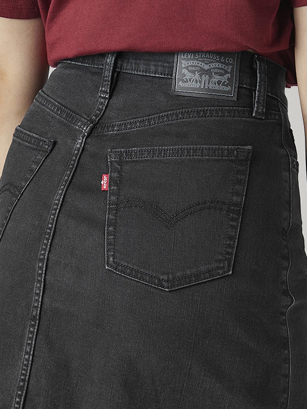 Women's Black Regular Fit Mid Rise Denim Skirt - 20 View