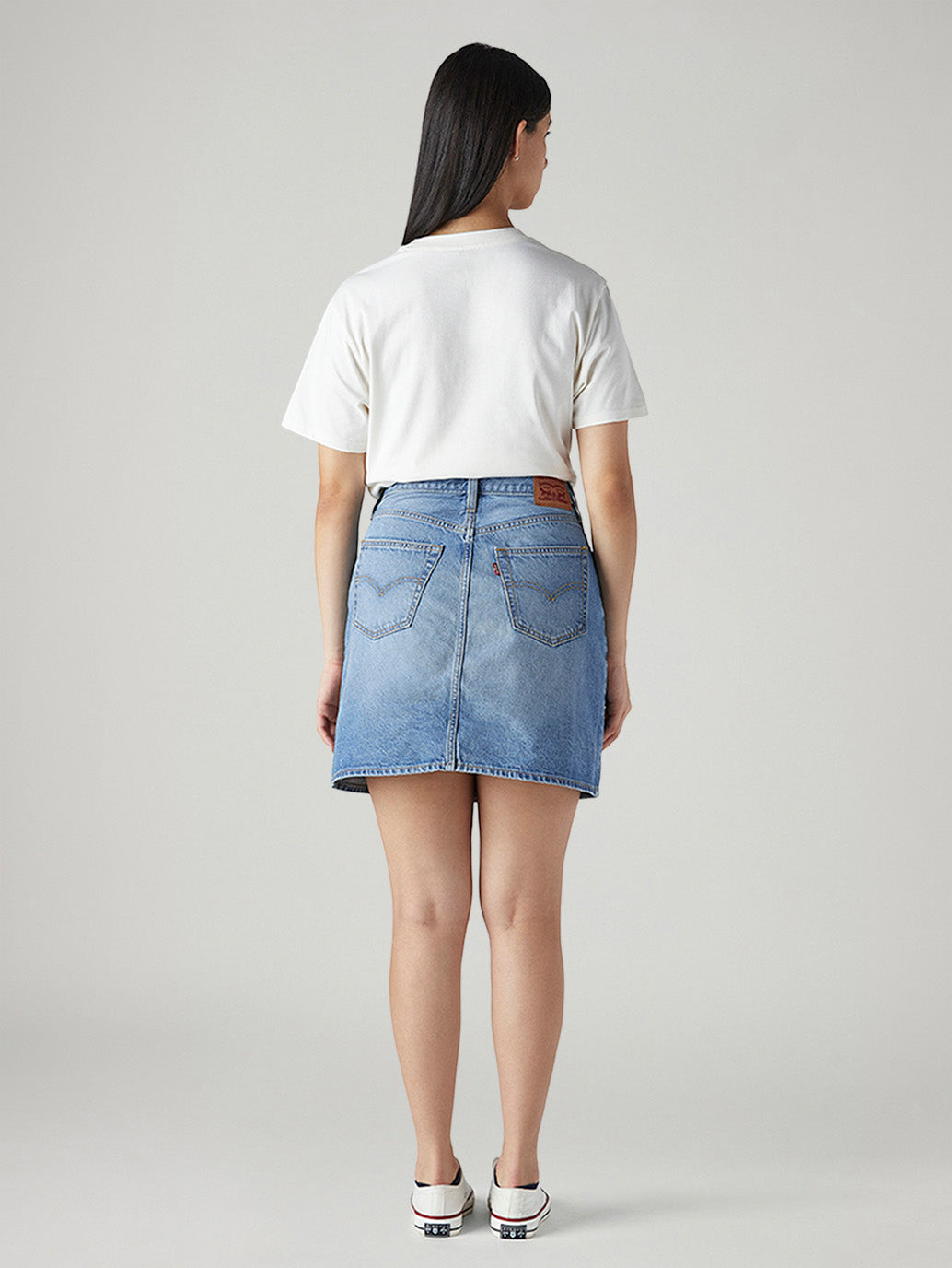 Women's Blue Regular Fit Mid Rise Denim Skirt - Back View