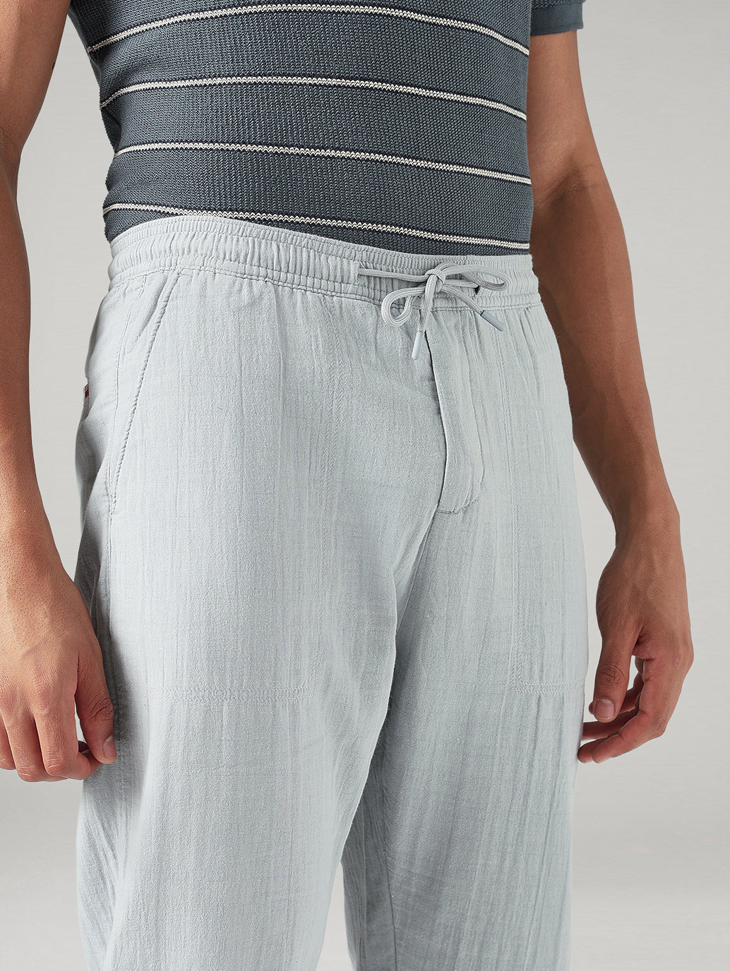 Men's Blue Tapered Fit Mid Rise Pull On Chinos - 20 View