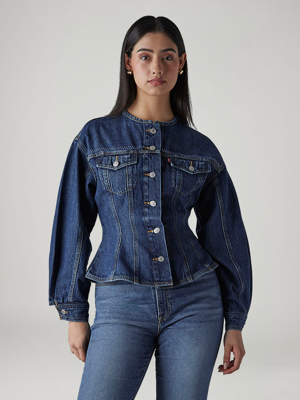 Women's Solid Regular Fit Jacket - Front View
