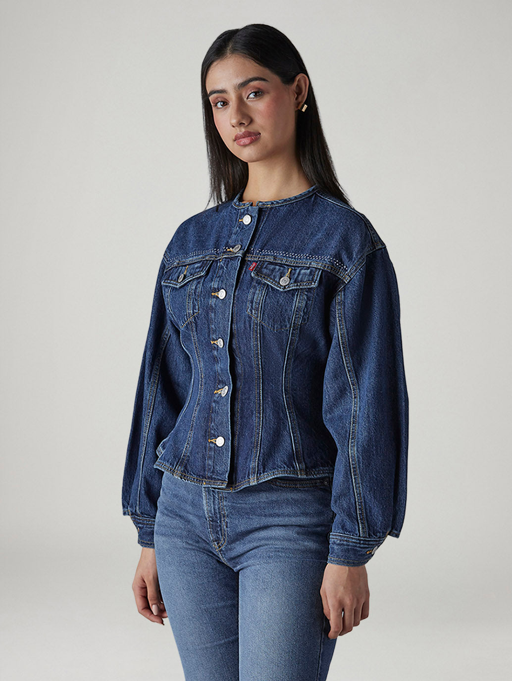 Women's Solid Regular Fit Jacket - Side View