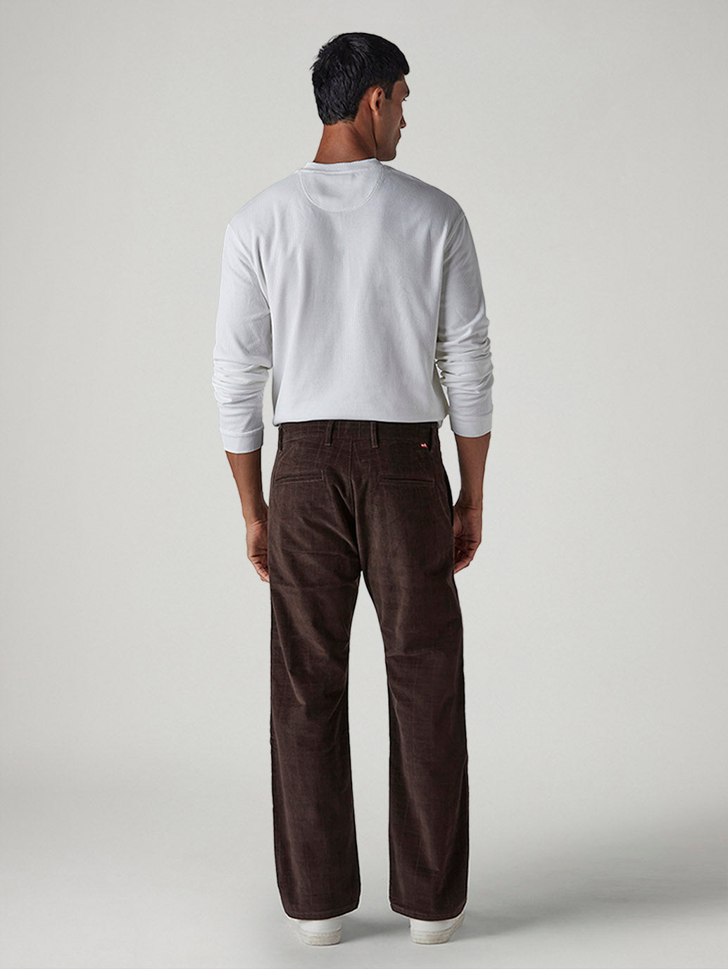 Men's 555 Brown Relaxed Straight Fit Mid Rise Corduroy Chinos - Back View