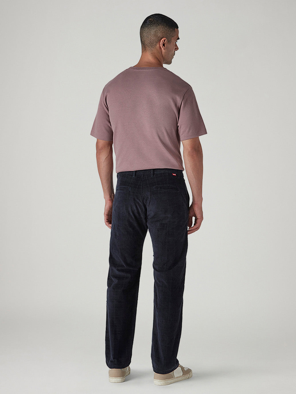 Men's 555 Navy Relaxed Straight Fit Mid Rise Corduroy Chinos - Back View