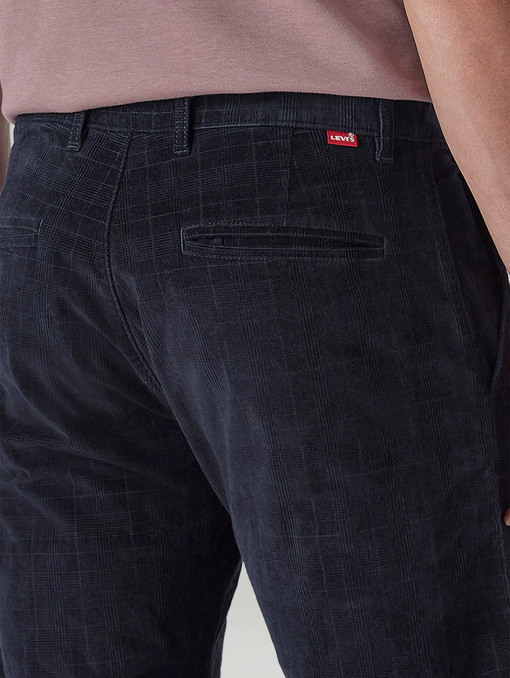 Men's 555 Navy Relaxed Straight Fit Mid Rise Corduroy Chinos - Detail View