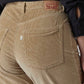 Women's Light Brown Loose Bootcut Fit Mid Rise Corduroy Trousers - Detail View