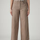 Women's Khaki Wide Leg Fit High Rise Cinched Trousers - Front View