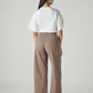 Women's Khaki Wide Leg Fit High Rise Cinched Trousers - Back View
