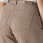 Women's Khaki Wide Leg Fit High Rise Cinched Trousers - Detail View