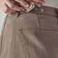 Women's Khaki Wide Leg Fit High Rise Cinched Trousers - Detail View