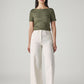 Women's Off White Wide Leg Fit High Rise Cinch Cargos - Front View