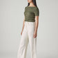 Women's Off White Wide Leg Fit High Rise Cinch Cargos - Side View