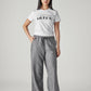 Women's Black XL Straight Loose Fit Mid Rise Trousers - SFront View