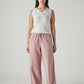 Women's Pink XL Straight Loose Fit Mid Rise Trousers - Front View
