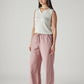 Women's Pink XL Straight Loose Fit Mid Rise Trousers - Side View