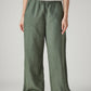 Women's Olive XL Straight Loose Fit Mid Rise Trousers - Front View