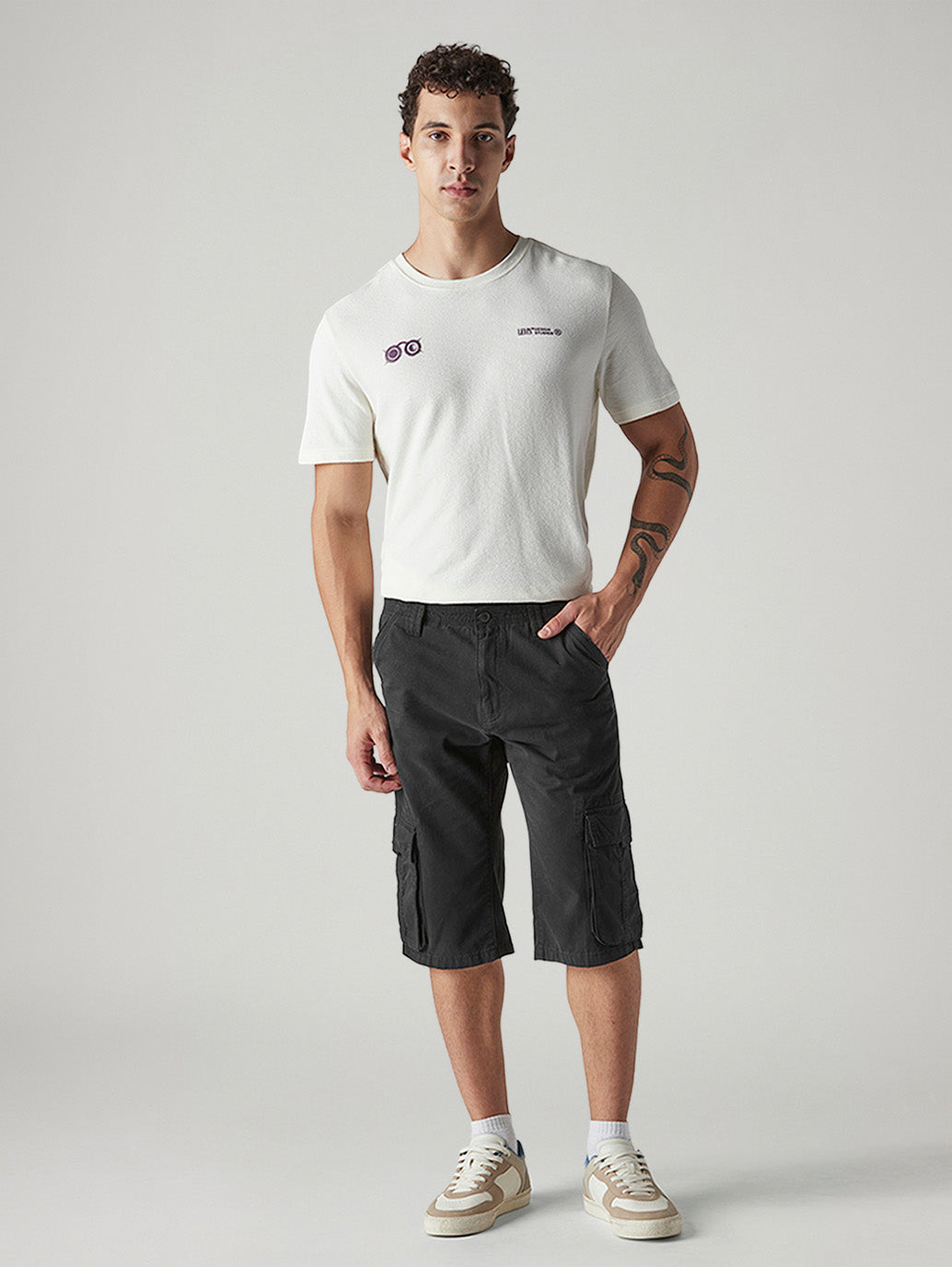 Men's 541 Black Tapered Fit Mid Rise Shorts - Front View