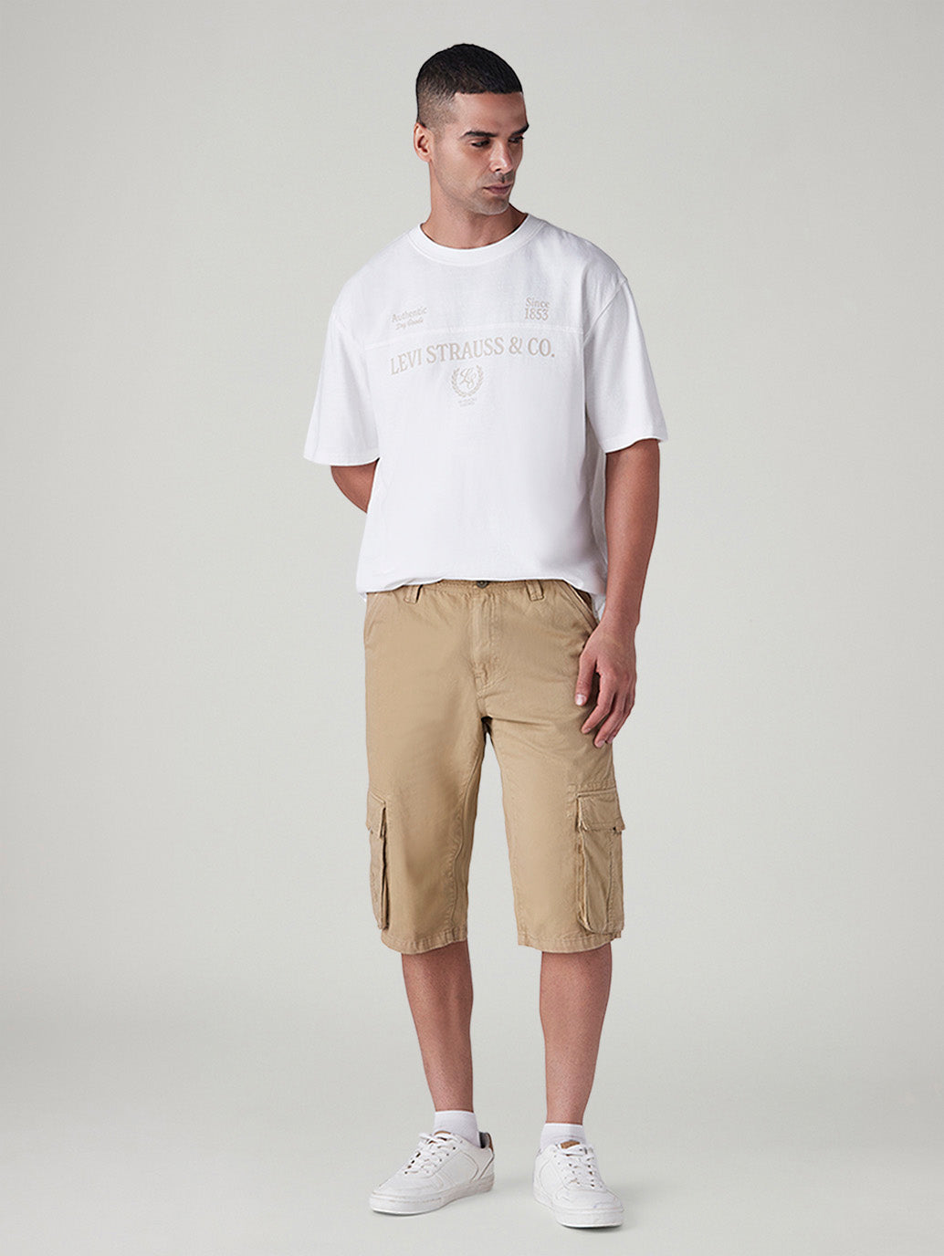 Men's 541 Beige Athletic Tapered Fit Mid Rise Shorts