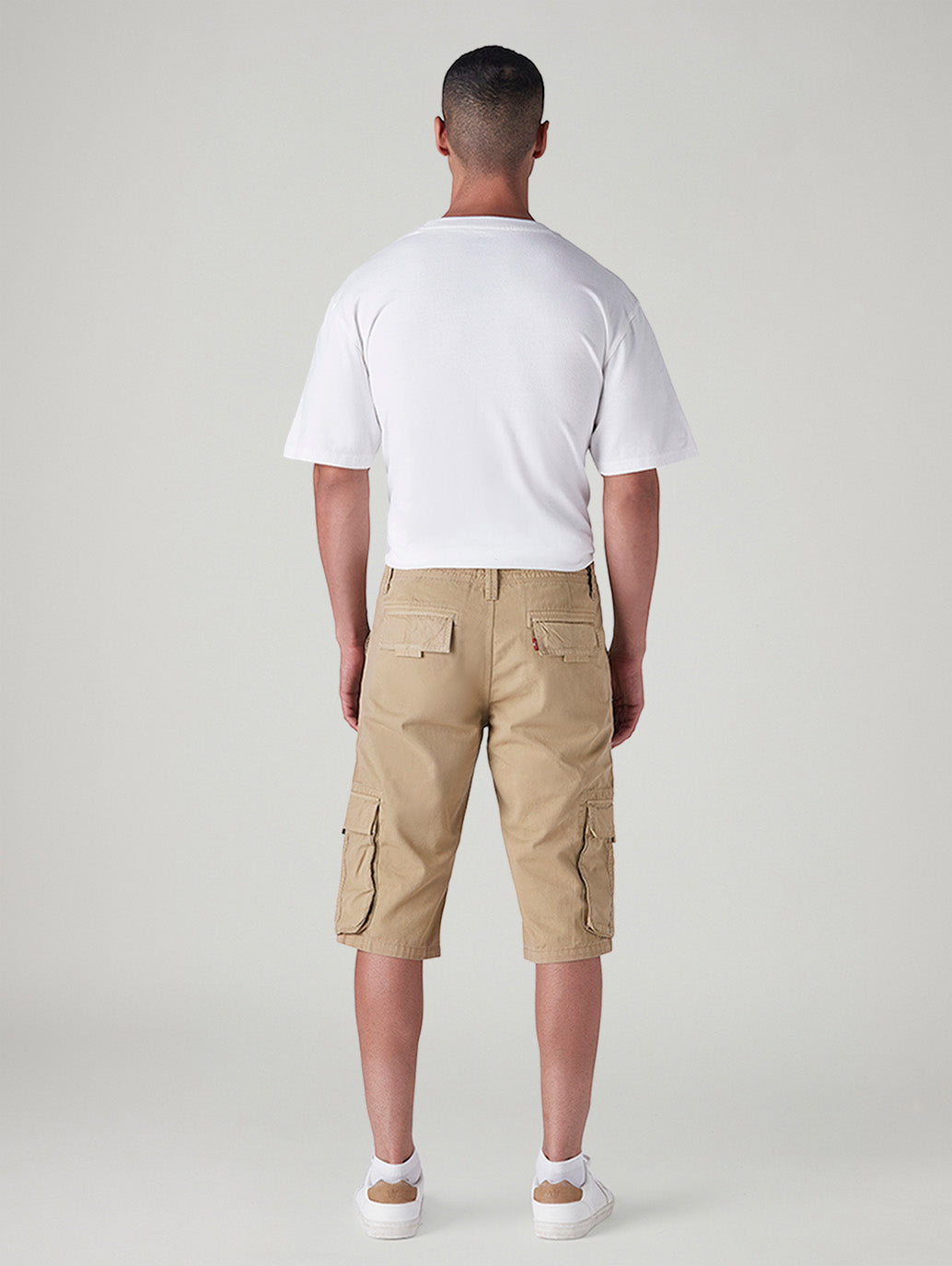 Men's 541 Beige Athletic Tapered Fit Mid Rise Shorts - Back View