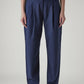 Women's Dark Blue Baggy Dad Barrel Fit Mid Rise linen Cargos - Front View