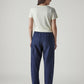 Women's Dark Blue Baggy Dad Barrel Fit Mid Rise linen Cargos - Back View