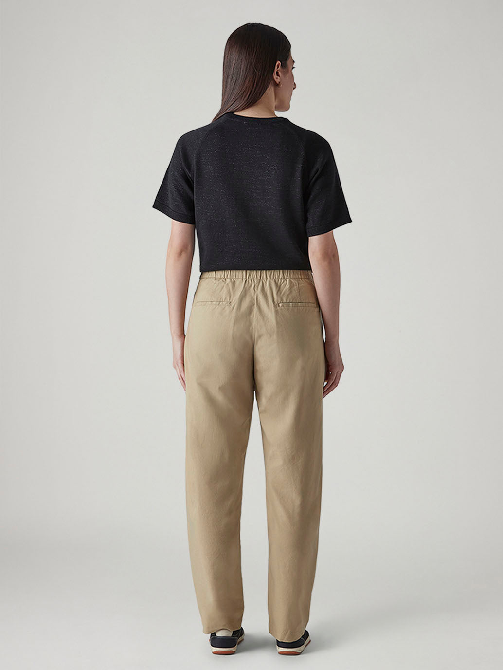 Women's Baggy Dad Barrel Fit Mid Rise Linen Trousers - 20 View