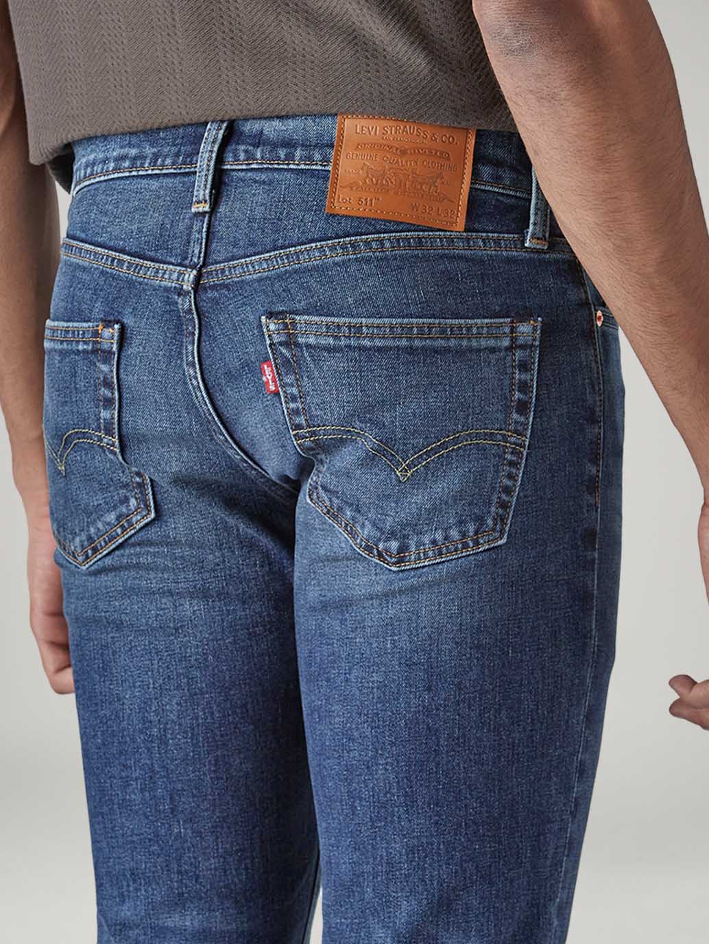 Men's 511 Dark Indigo Slim Fit Mid Rise Jeans - Detail View