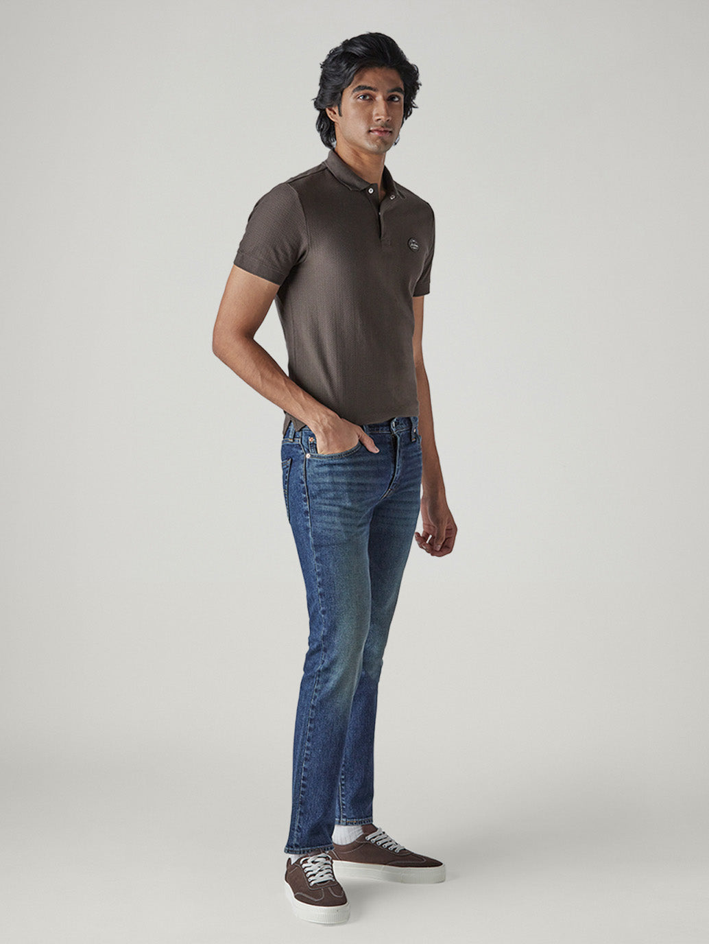 Men's 511 Dark Indigo Slim Fit Mid Rise Jeans - Side View
