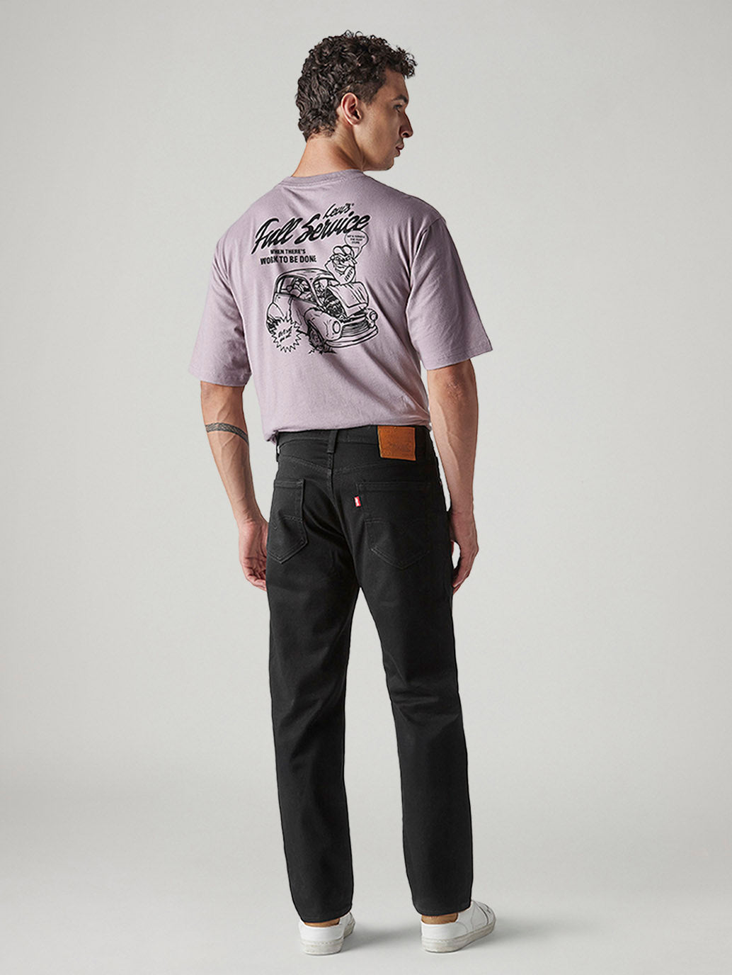 Men's 505 Black Straight Fit Mid Rise Jeans - Back View