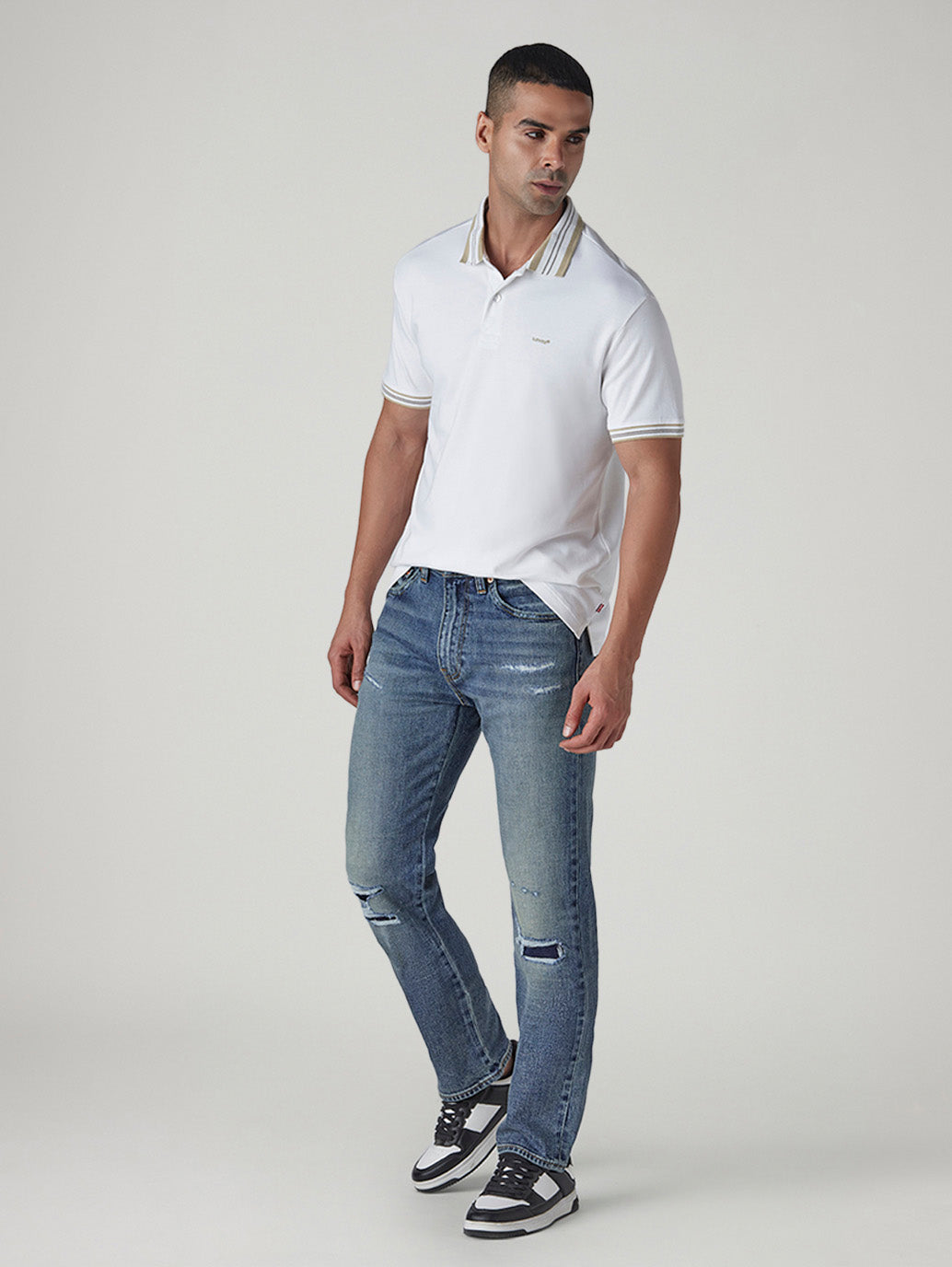 Men's 505 Blue Straight Fit Mid Rise Jeans