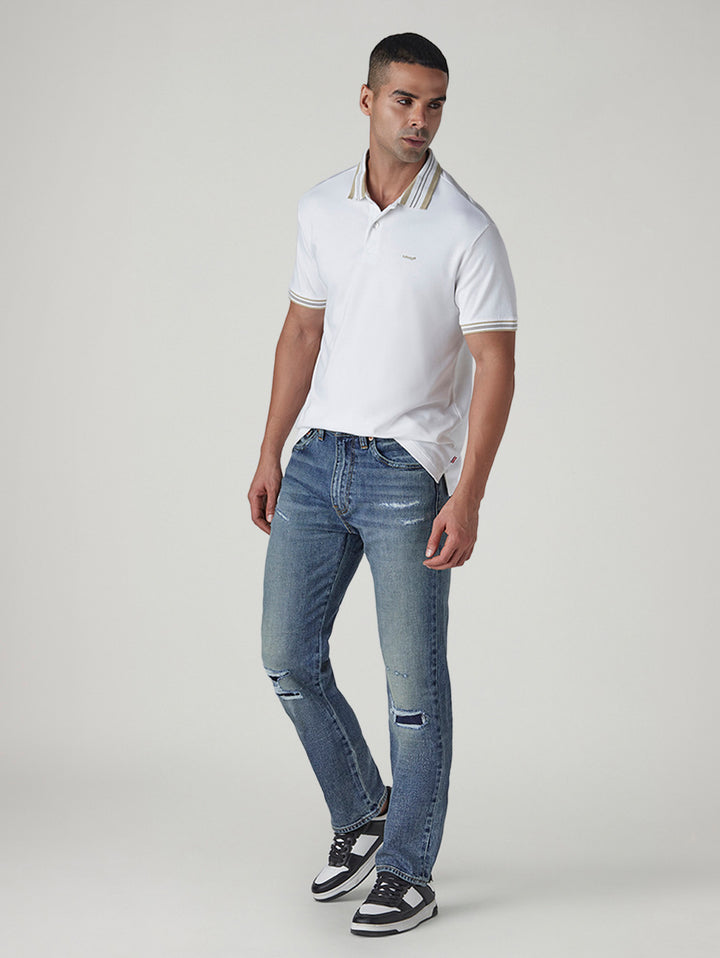 Men's 505 Blue Straight Fit Mid Rise Jeans