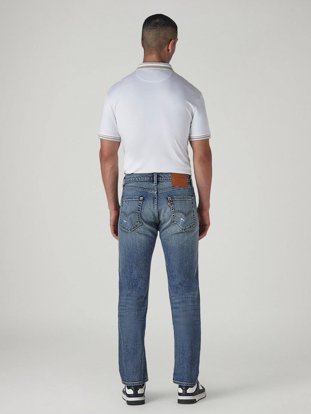 Men's 505 Blue Straight Fit Mid Rise Jeans - Back View