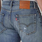 Men's 505 Blue Straight Fit Mid Rise Jeans - Detail View