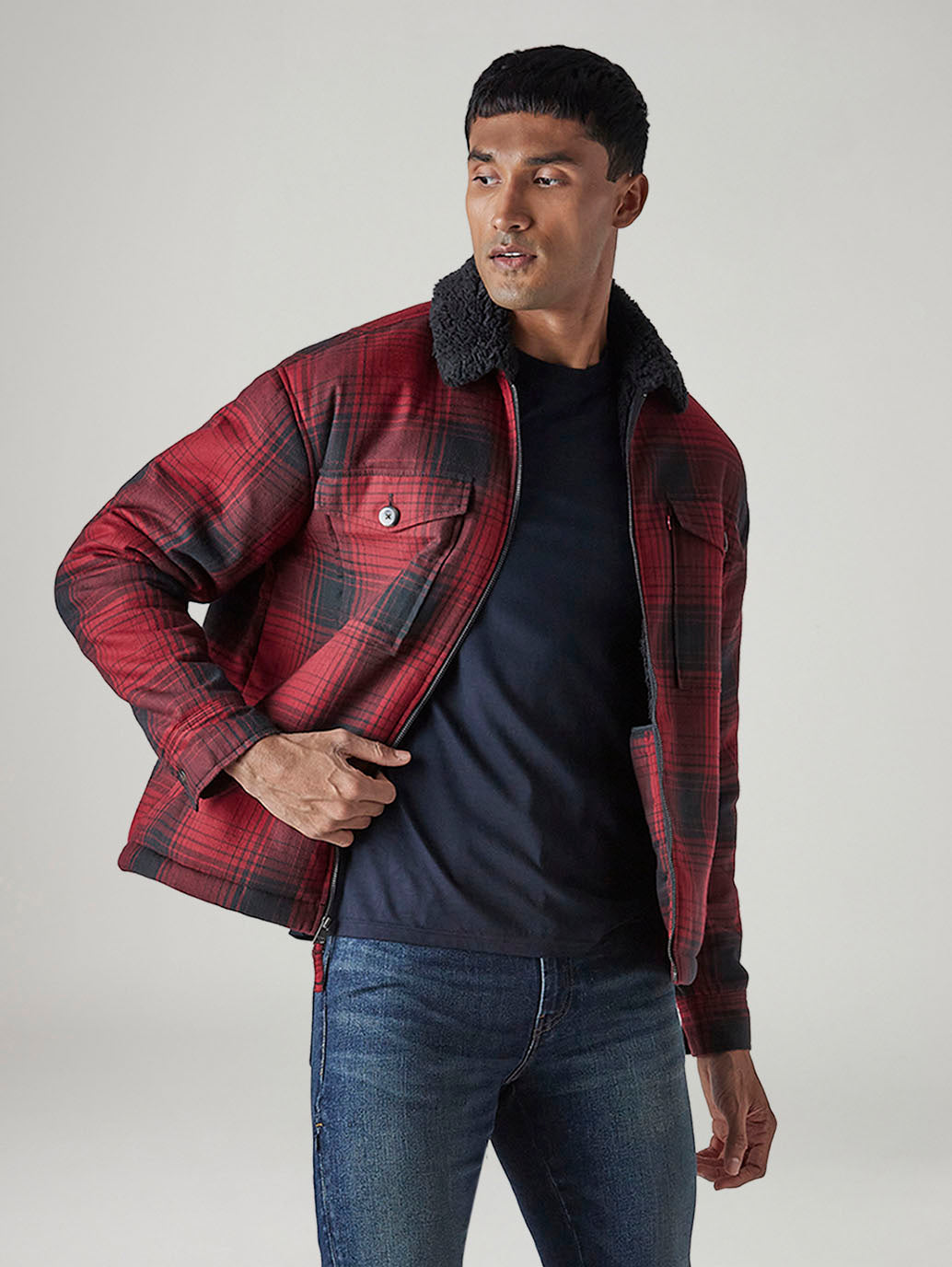 Men's Plaid Regular Fit Jacket