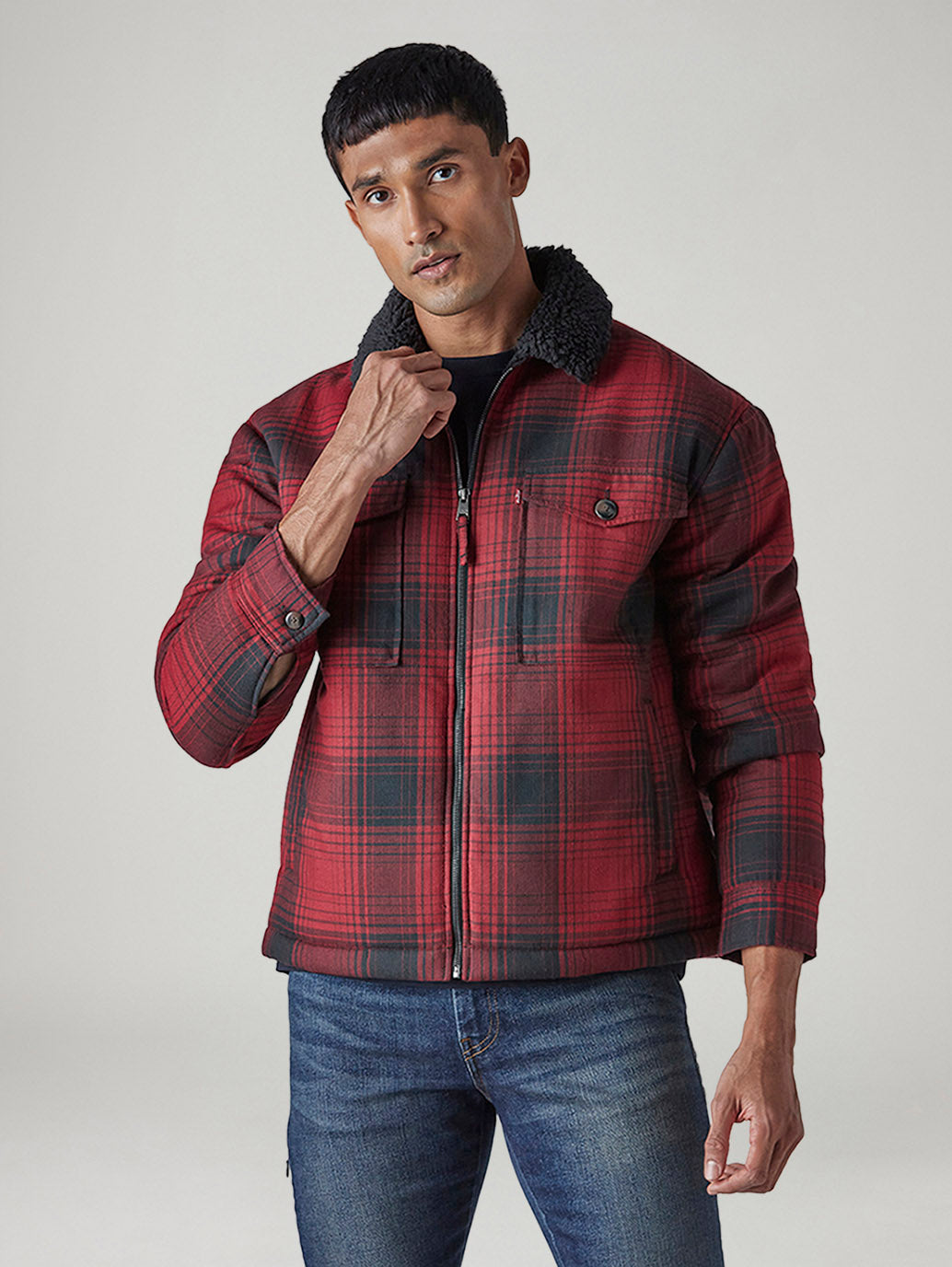 Men's Plaid Regular Fit Jacket - 20 View