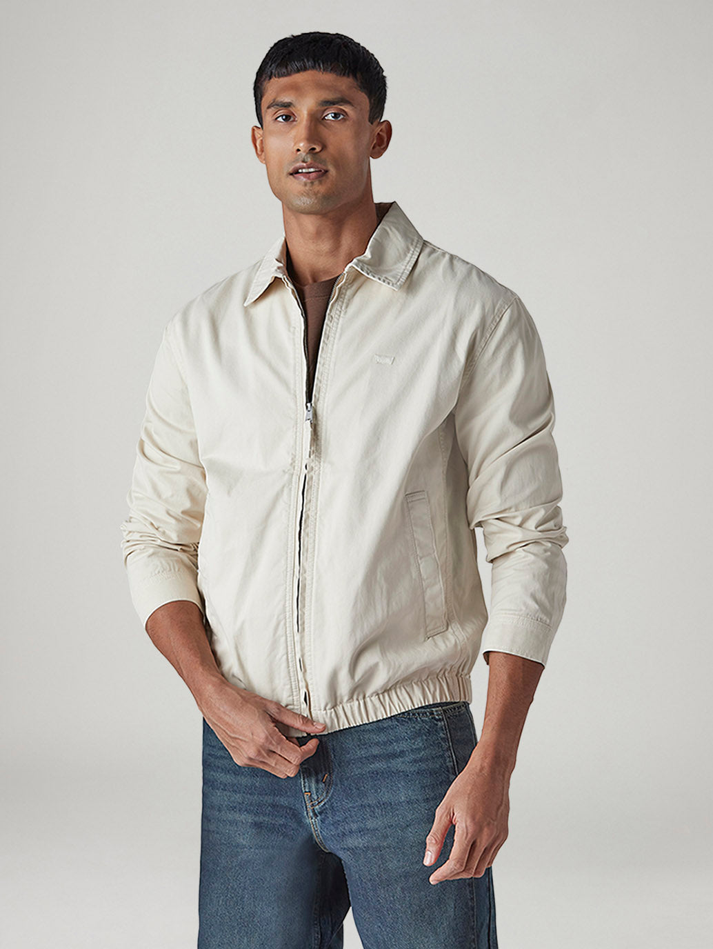 Men's Solid Regular Fit Jacket - Front View