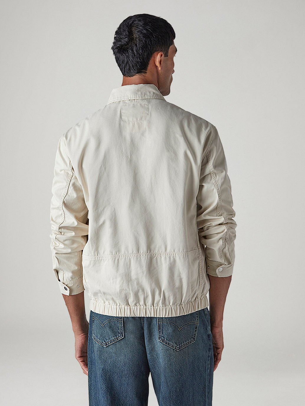 Men's Solid Regular Fit Jacket - Back View