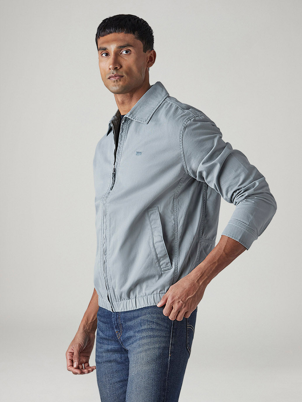 Men's Solid Regular Fit Jacket - Side View