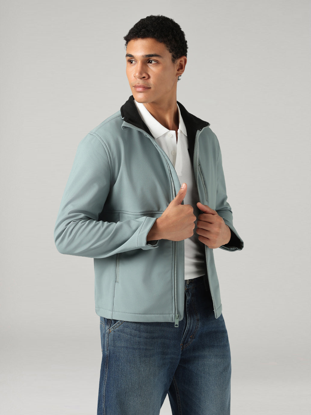 Men's Solid Regular Fit Jacket - Styleshot View